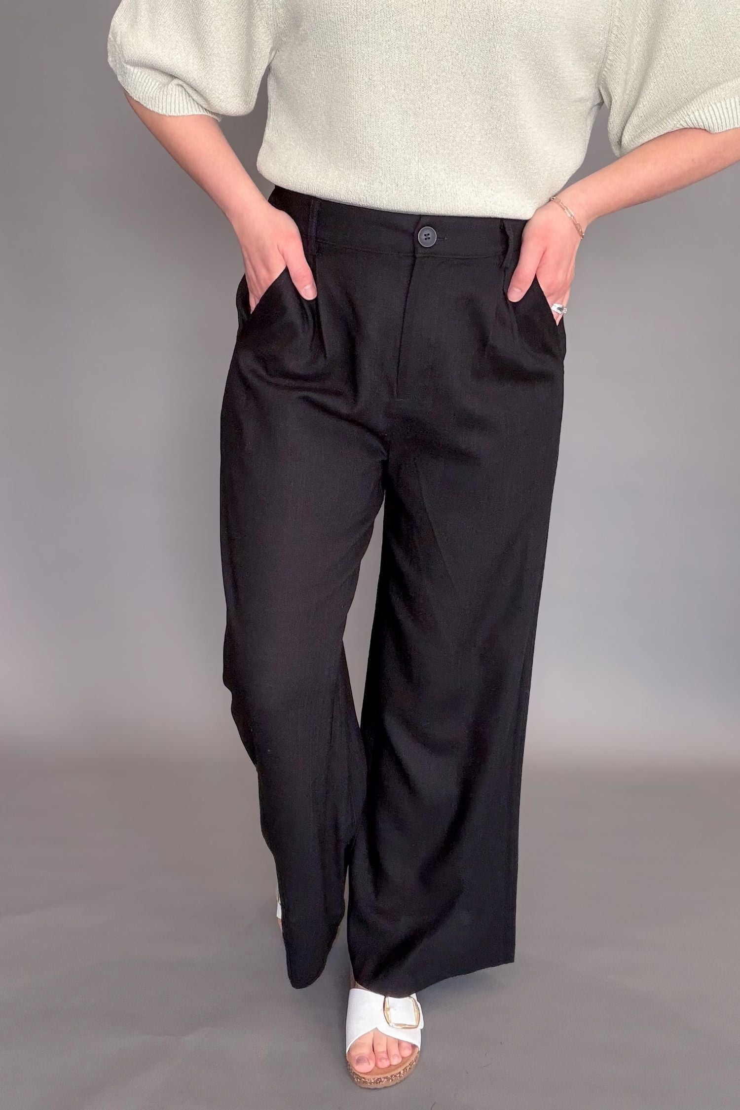 Black Linen Blend Relaxed Fit Wide Leg Pants – Lot21 Boutique