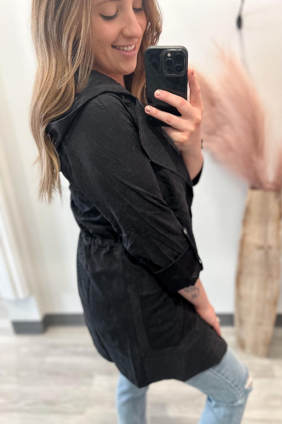 Black Peach Skin Jacket