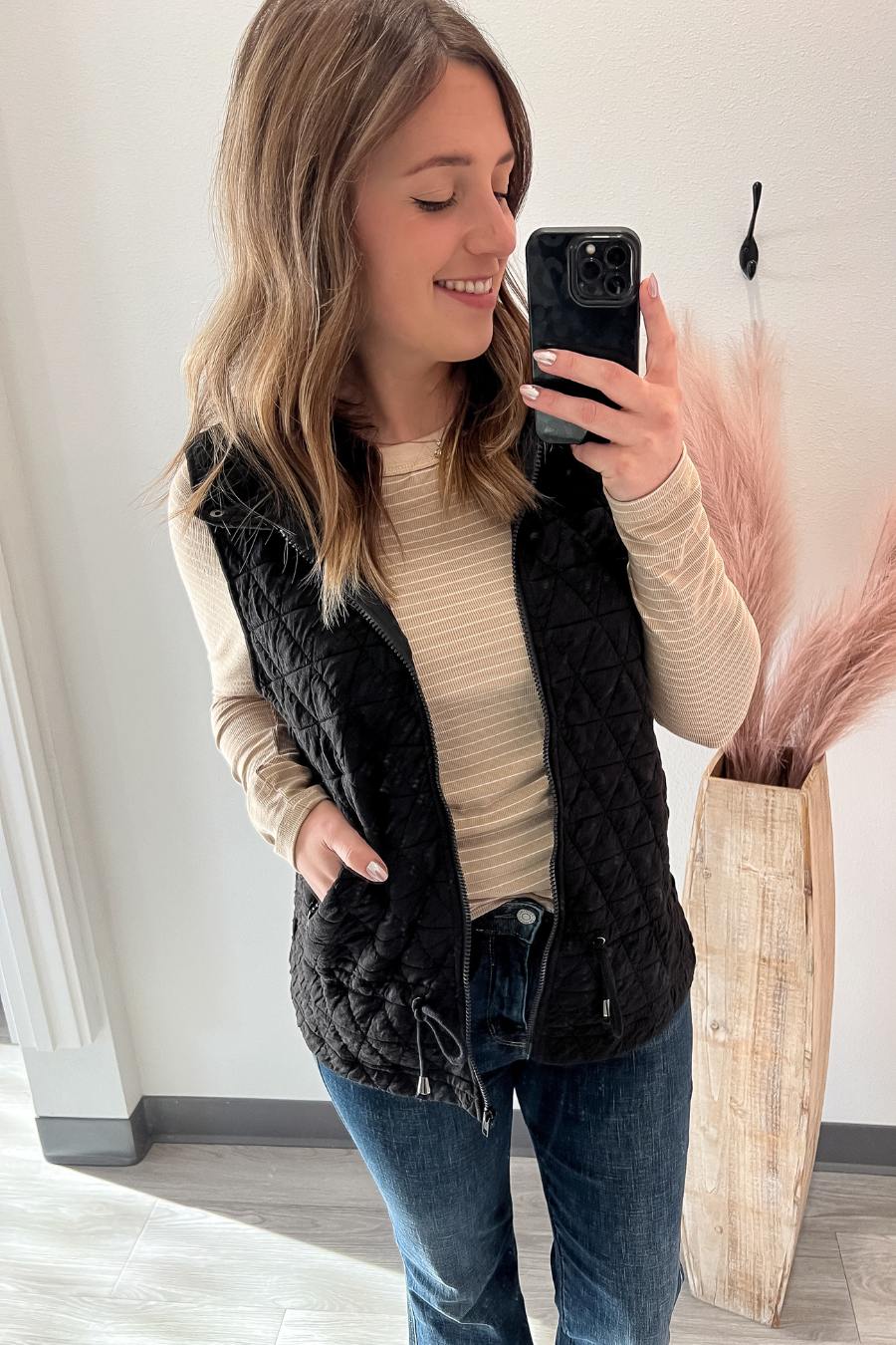 Black Quilted Vest