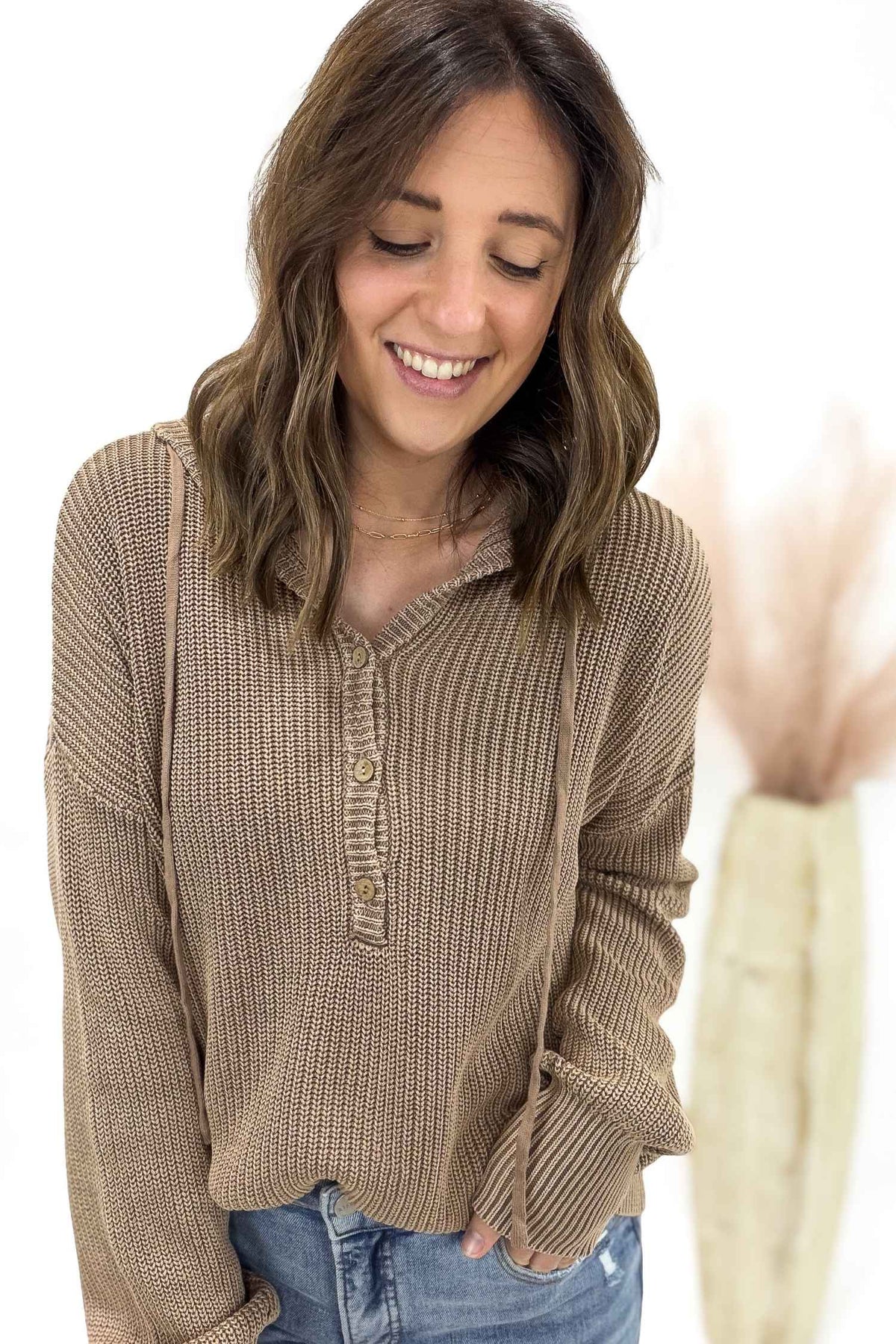 Chunky Knit Henley Sweater