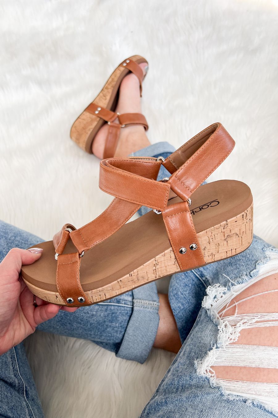 Corkys Don't Tempt Me Cognac Wedge - Main Image