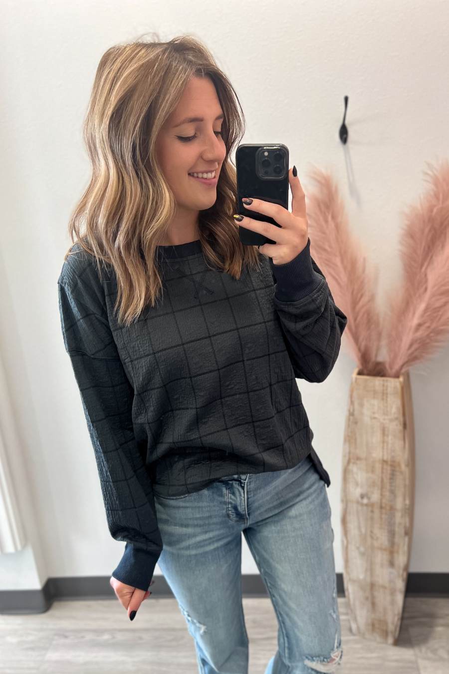 Crew Neck Jacquard Sweatshirt – Lot21 Boutique