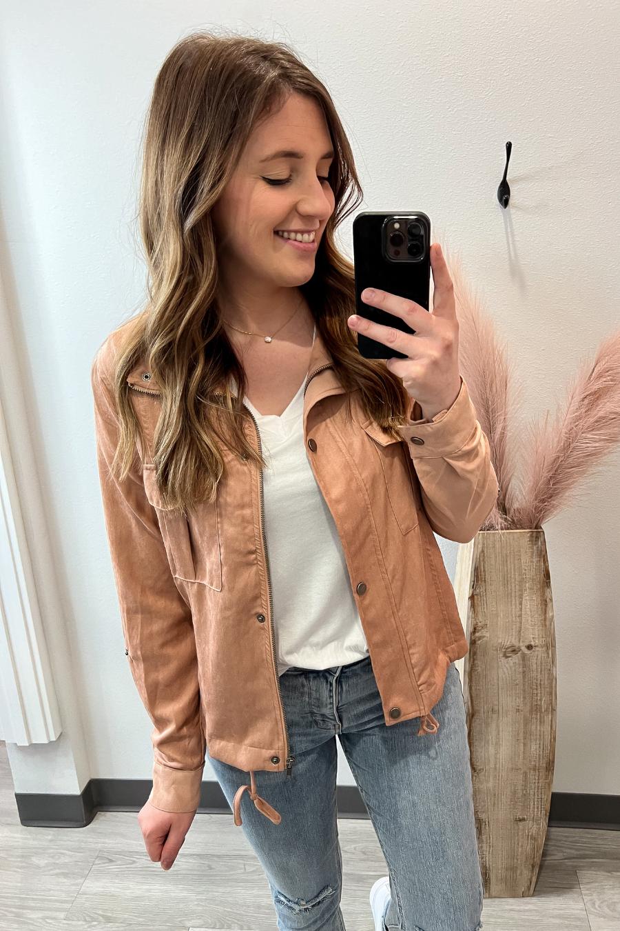 Cropped Utility Jacket- Dusty Apricot