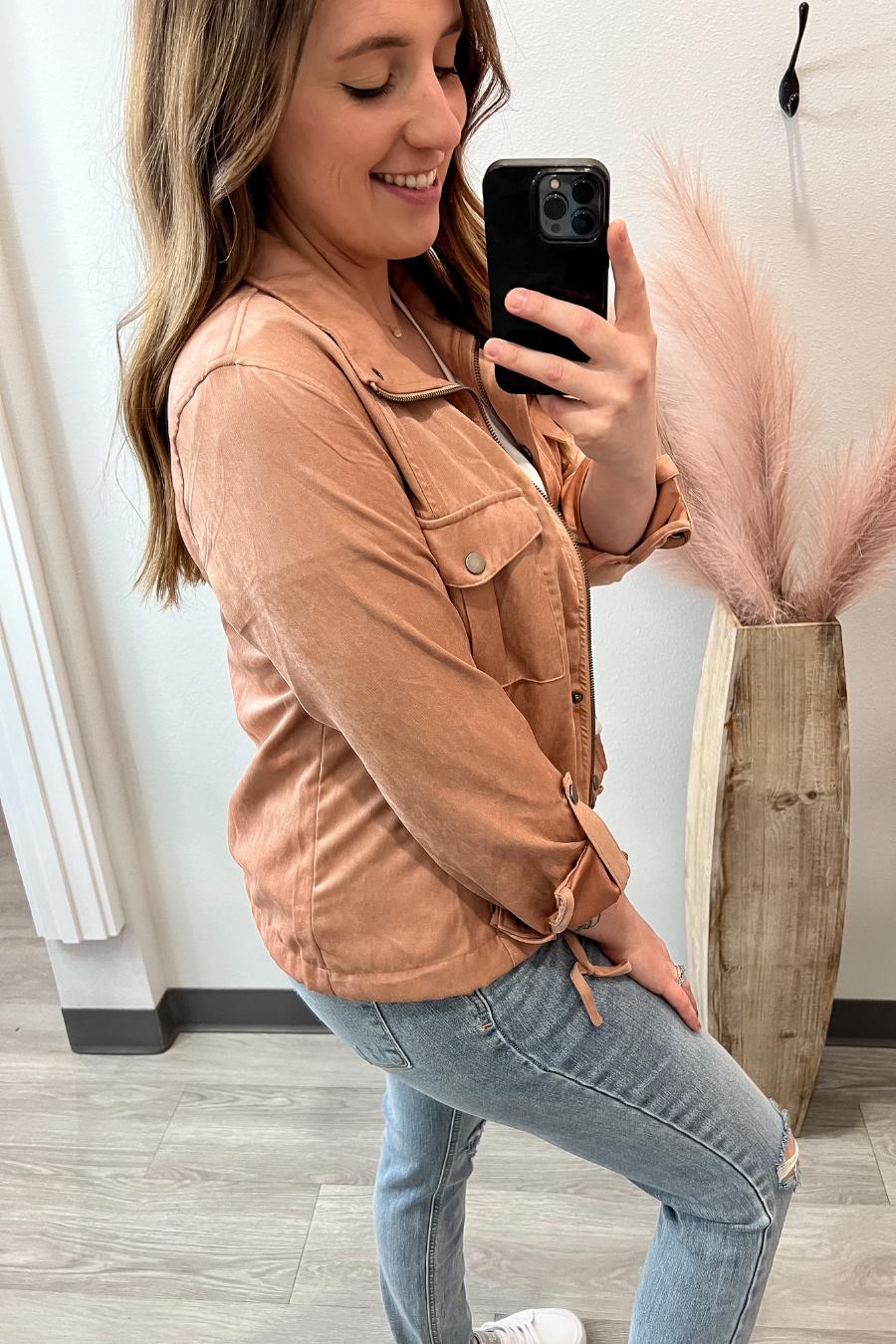 Cropped Utility Jacket- Dusty Apricot