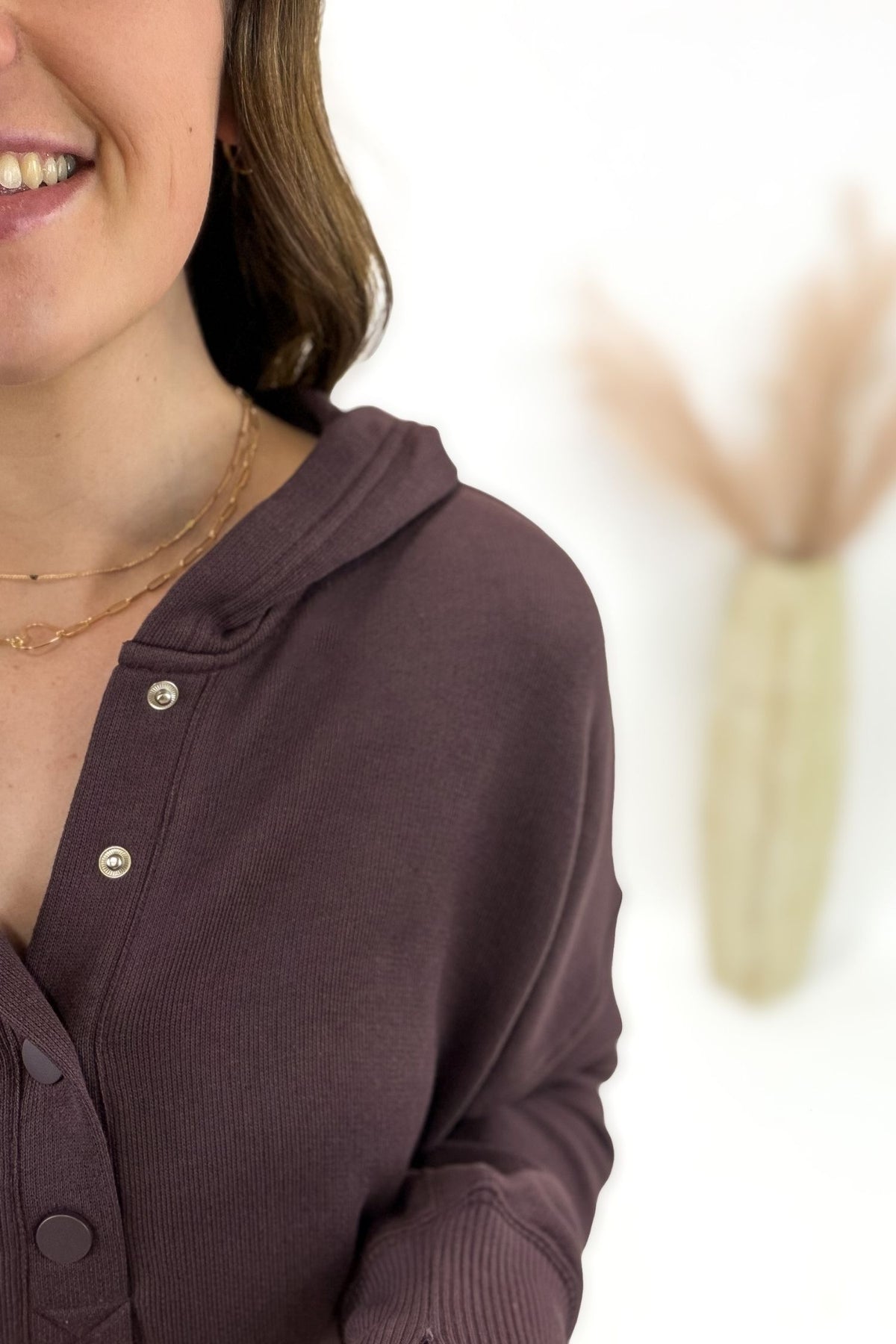 Dark Plum Snap Button Pullover