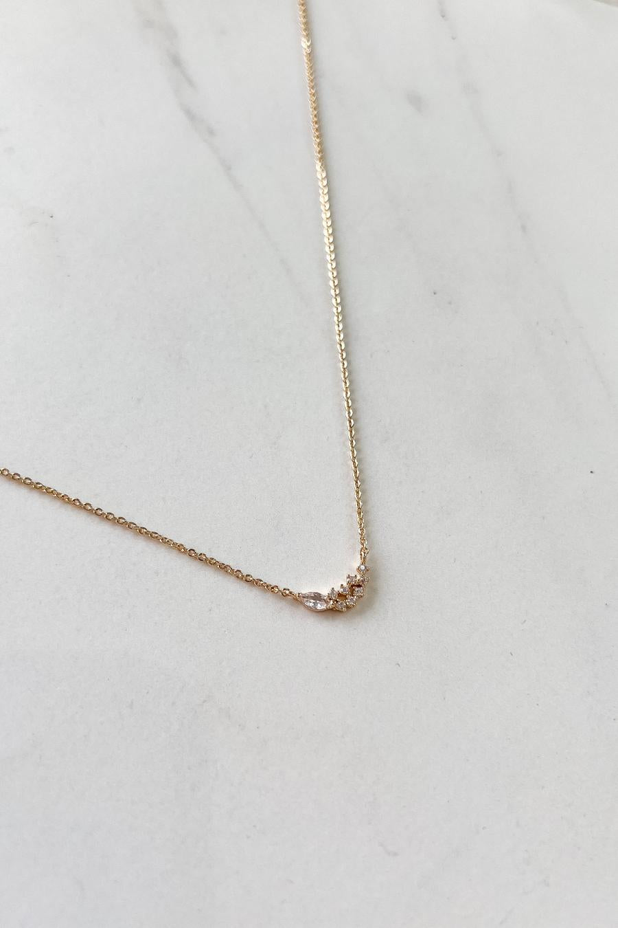 Gold Dainty Necklace with Stones