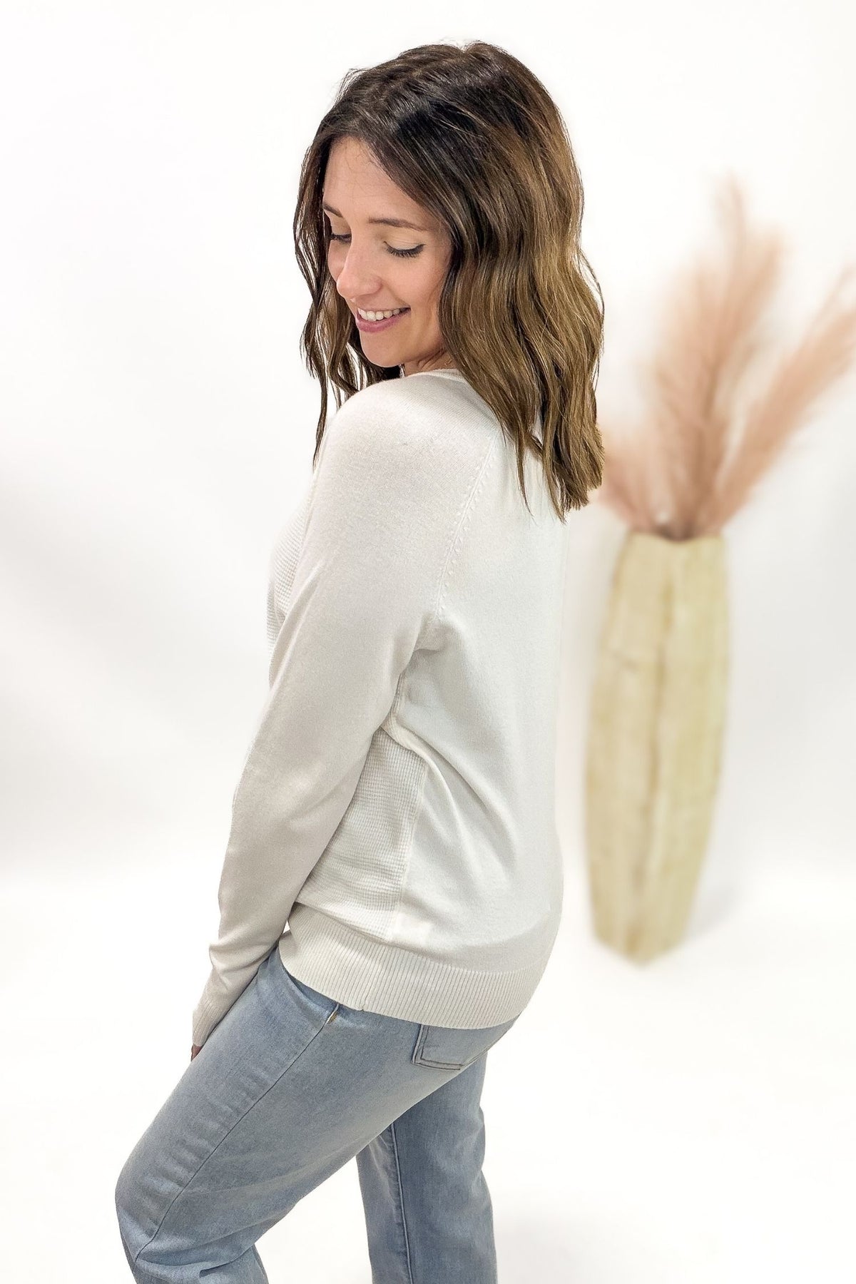 Ivory Waffle Sweater