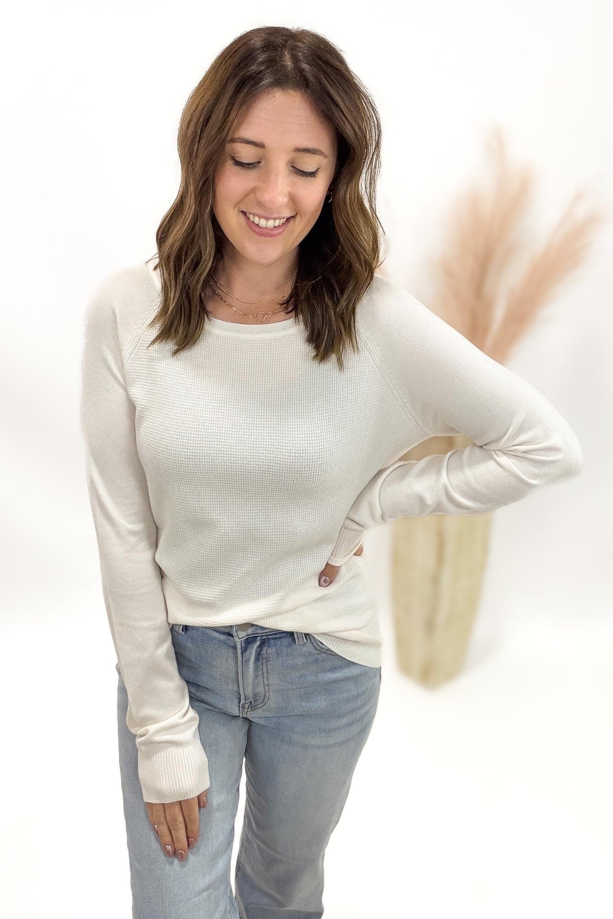 Ivory Waffle Sweater