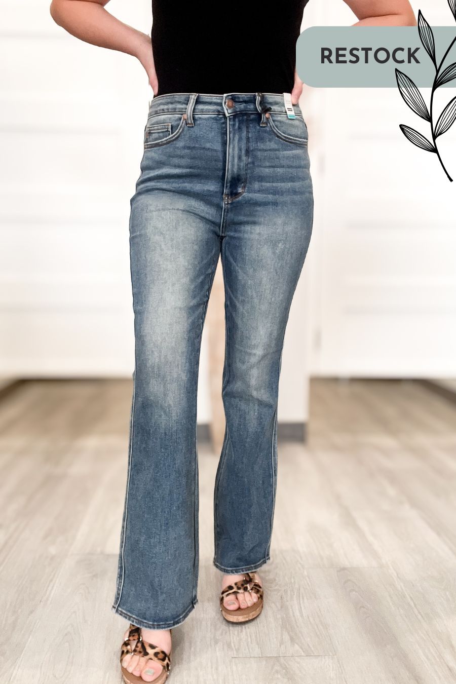 Judy Blue Full Size High Waist Tummy Control Chew Hem Destroy Wide Jeans Plus Size