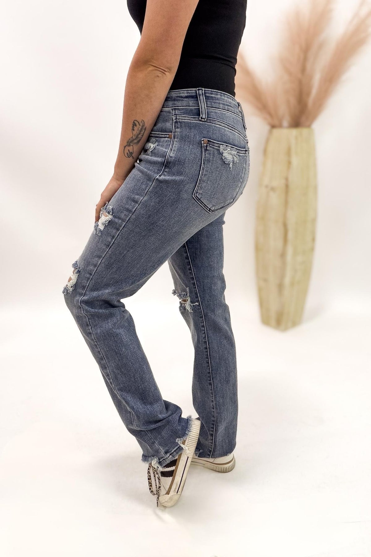 Judy Blue Sandra Destroyed Mid Rise Straight