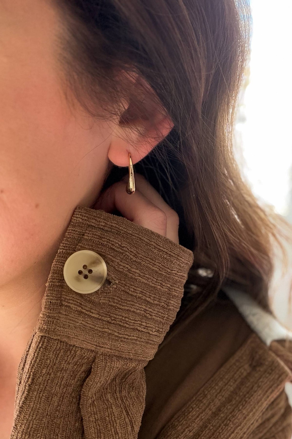 Teardrop Threader Gold Earrings