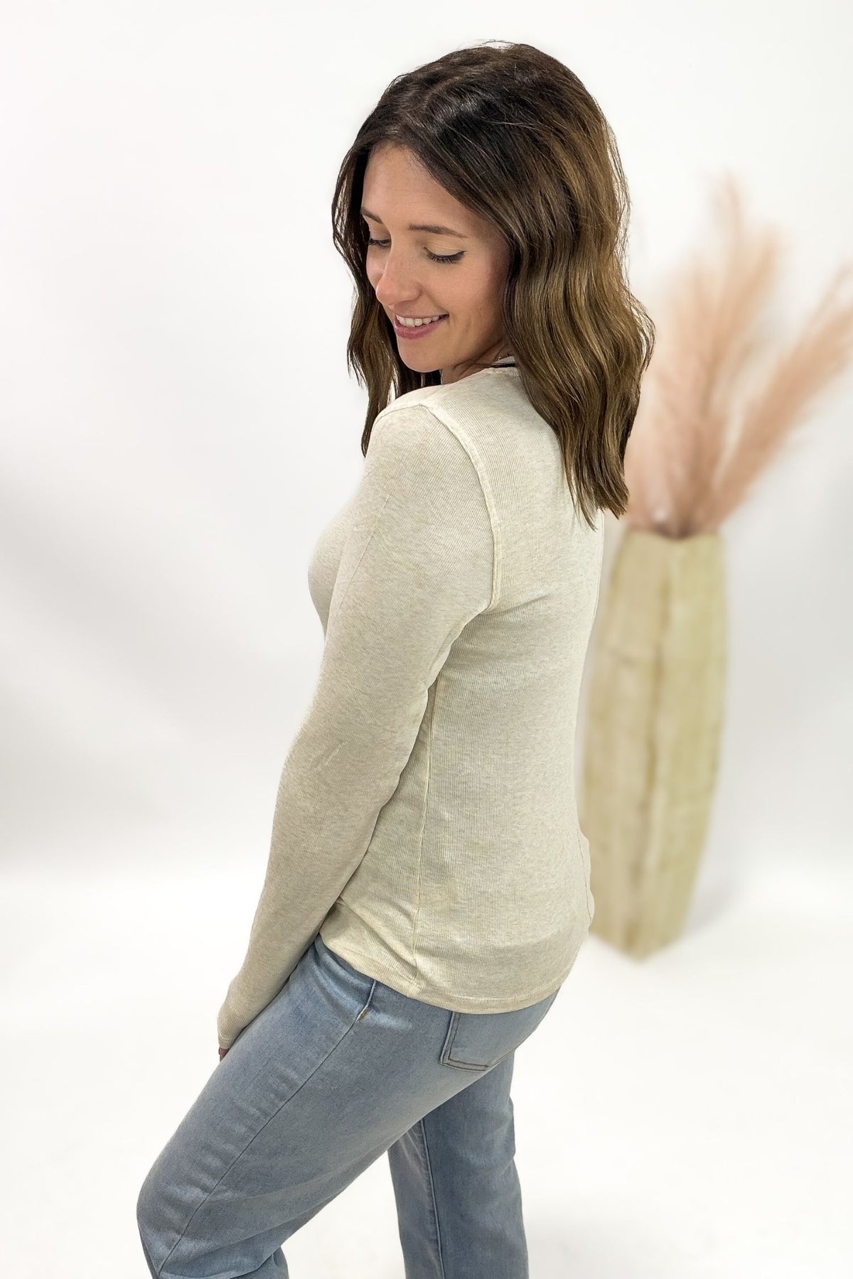 Oatmeal Super Soft Ribbed Long Sleeve