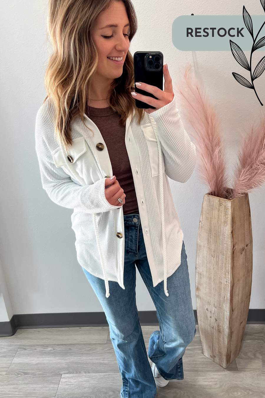 Ribbed Hoodie Jacket- Off White