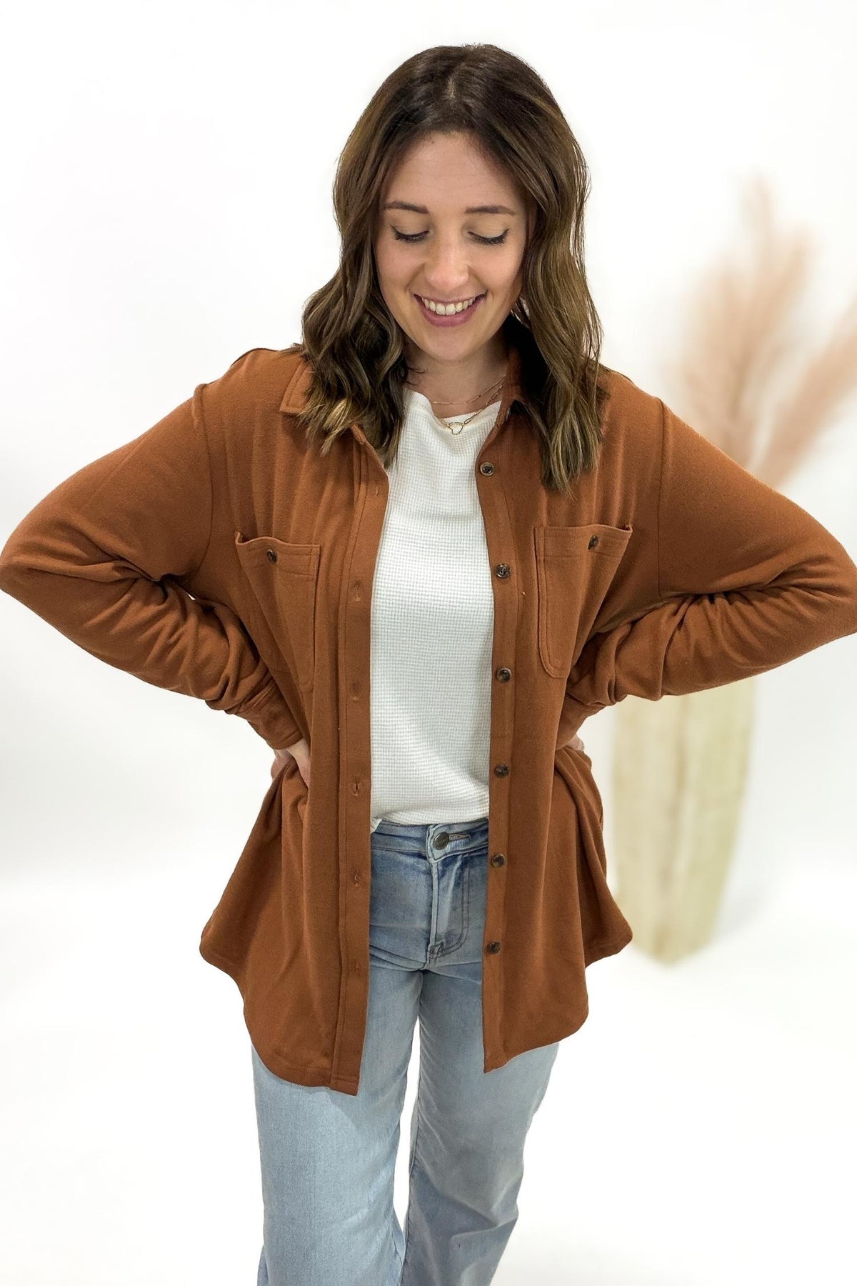 Rust Super Soft Plaid Button Up