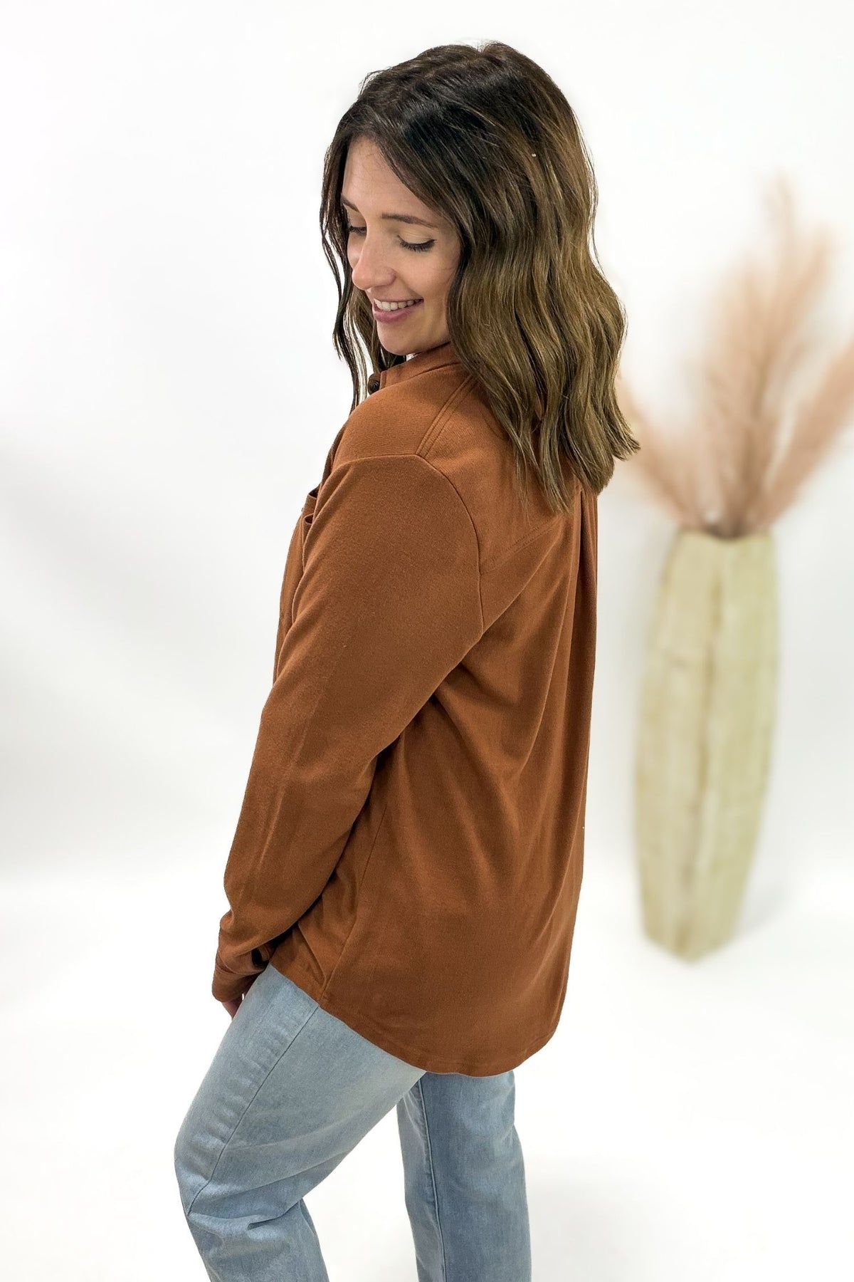 Rust Super Soft Plaid Button Up