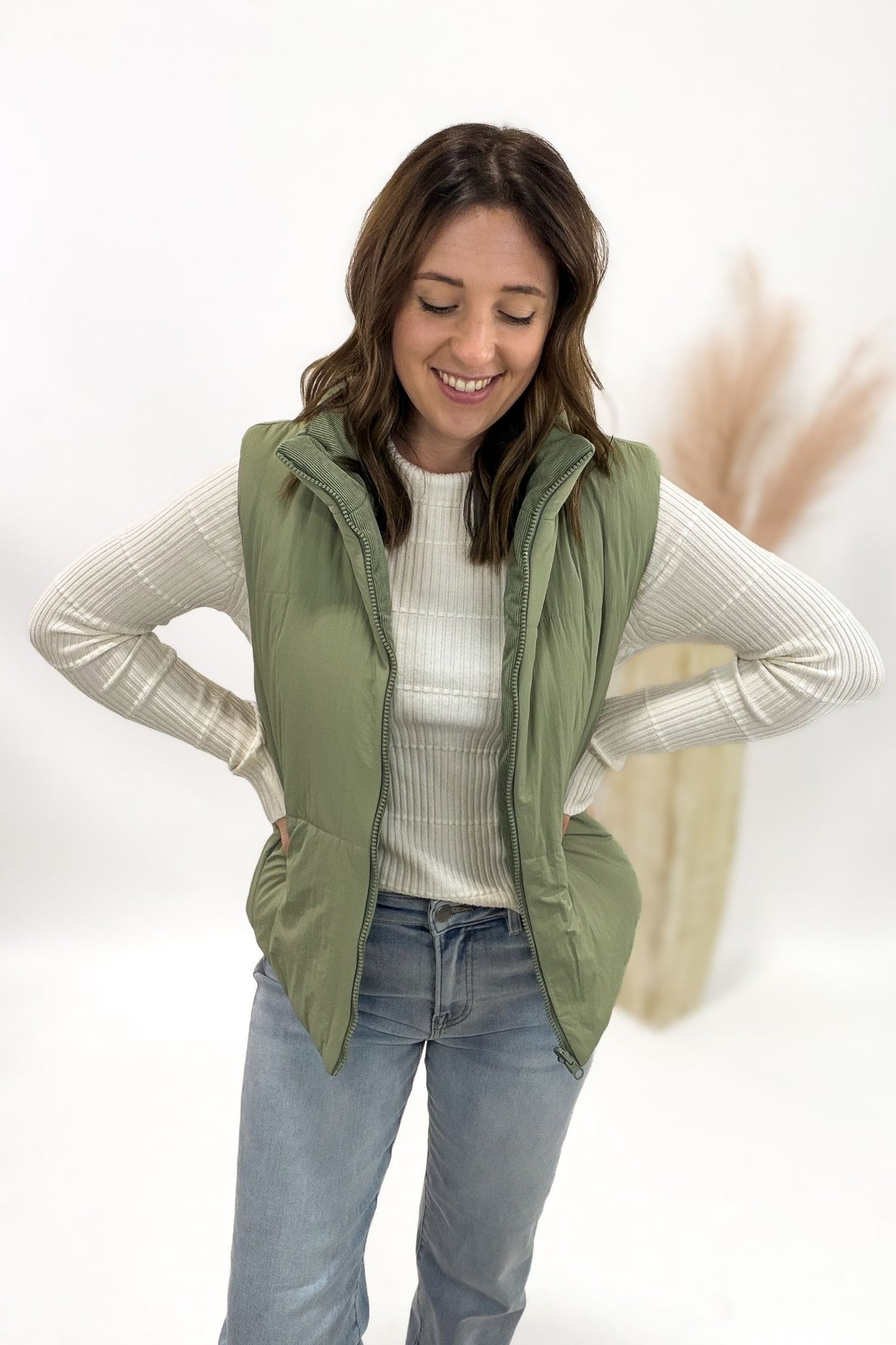 Sage Reversible Puffer Vest