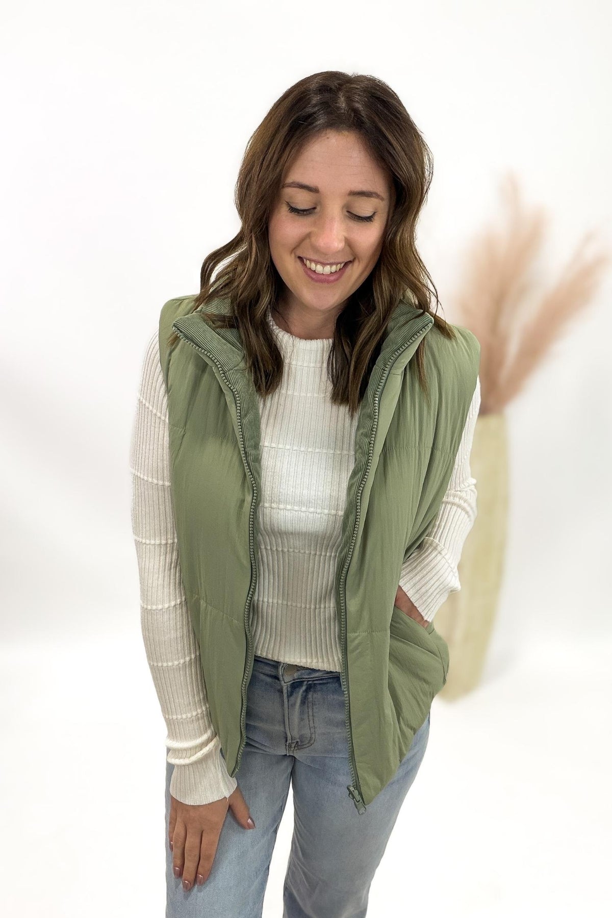 Sage Reversible Puffer Vest