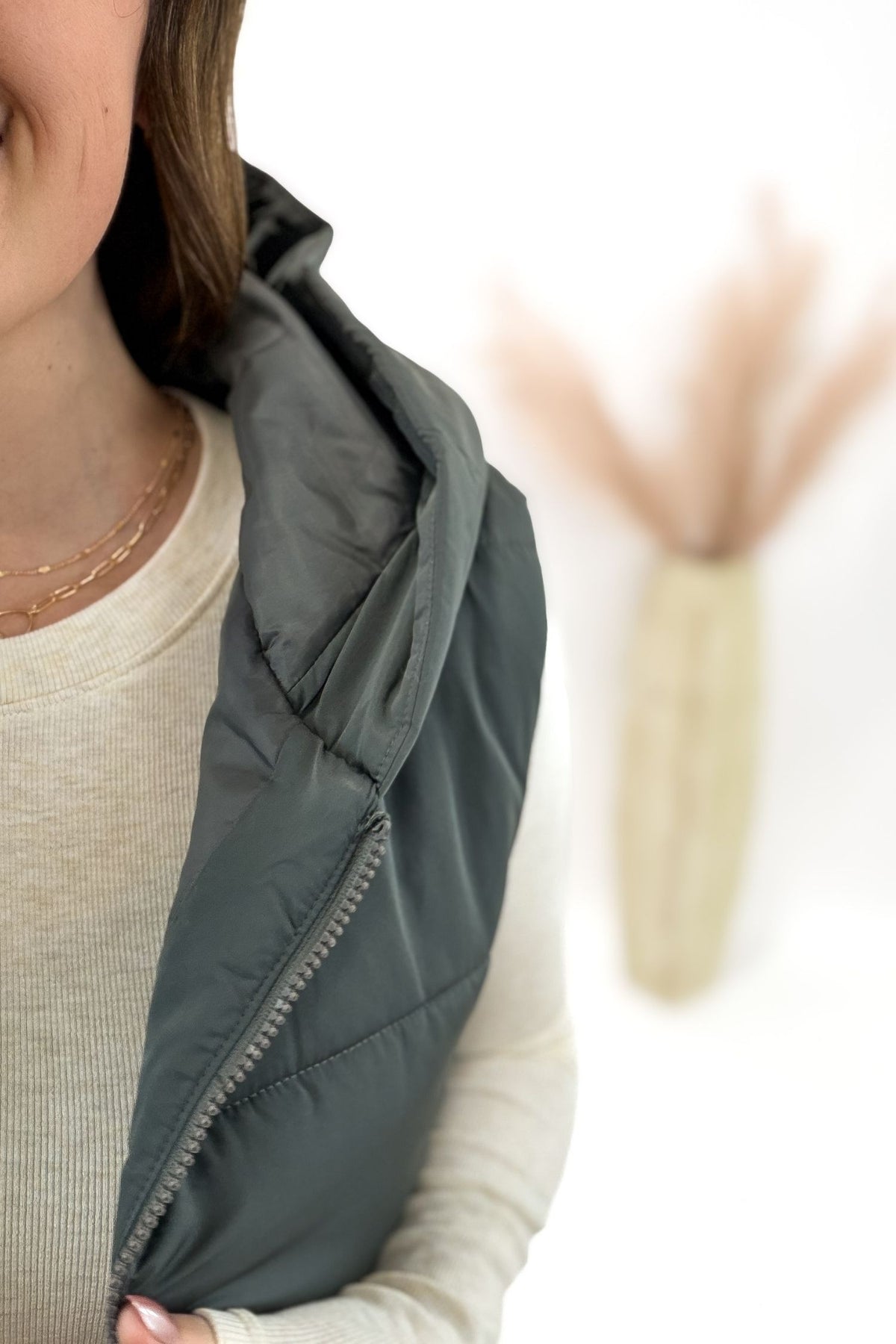 Slate Long Puffer Vest