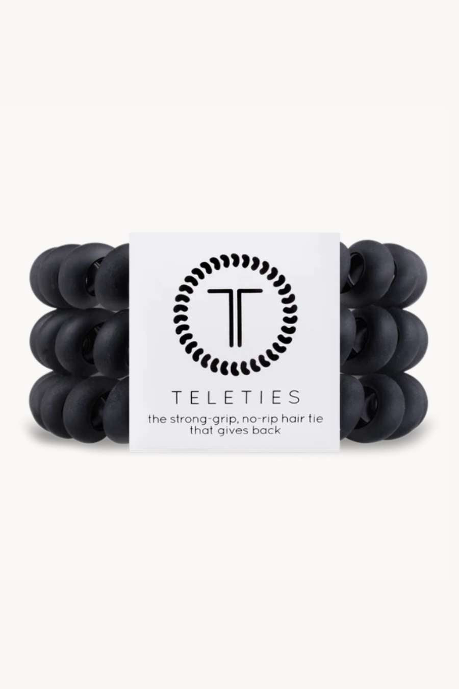 TELETIES Black Matte Hair Tie- Large
