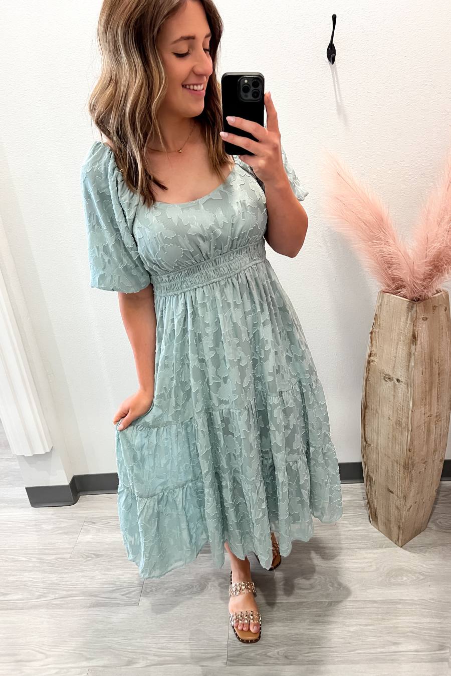 Embroidered Midi Dress- Sea Salt Embroidered Midi Dress- Sea Salt