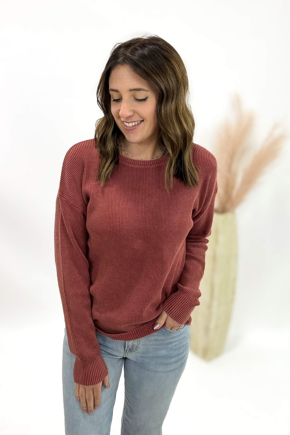 Washed Yarn Rust Sweater