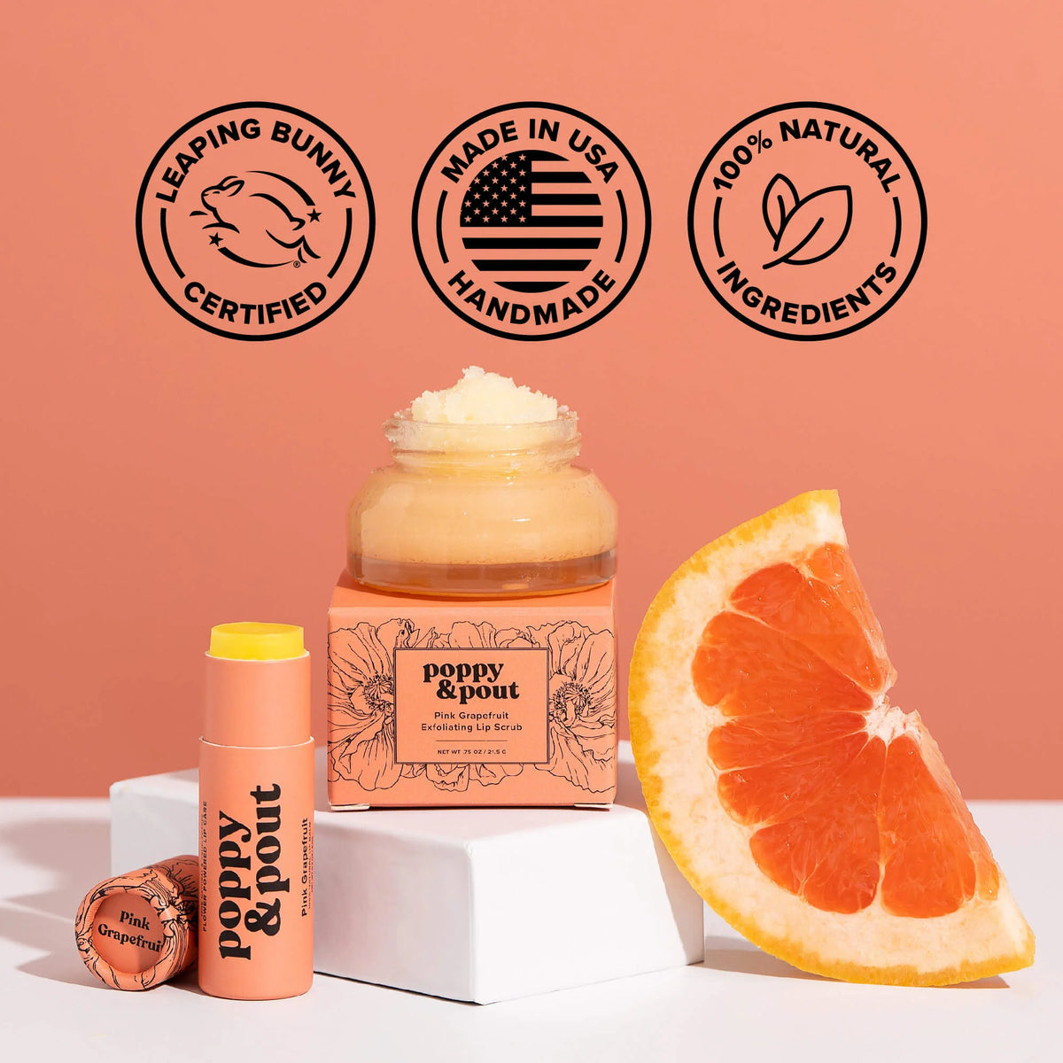 Poppy & Pout Lip Scrub- Pink Grapefruit