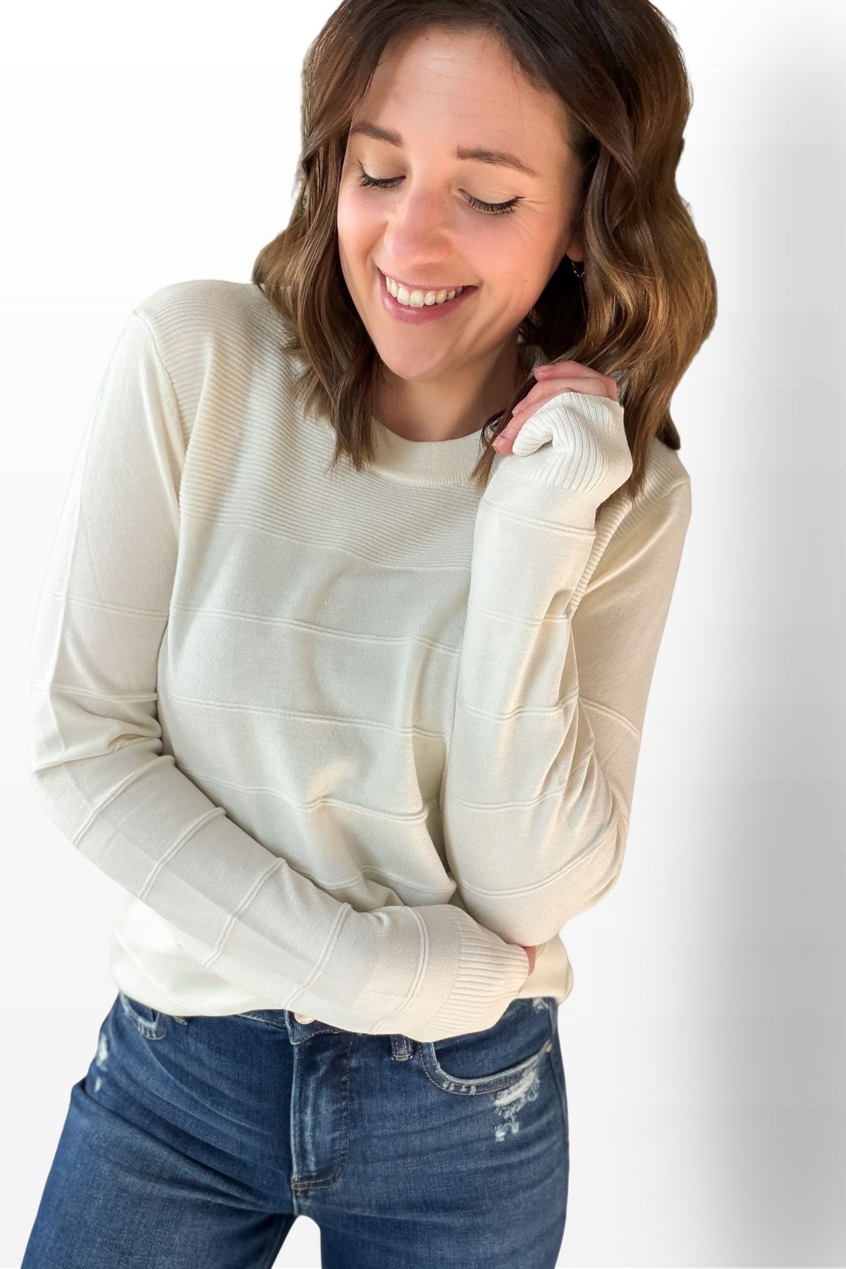 Ivory Pintuck Super Soft Pullover
