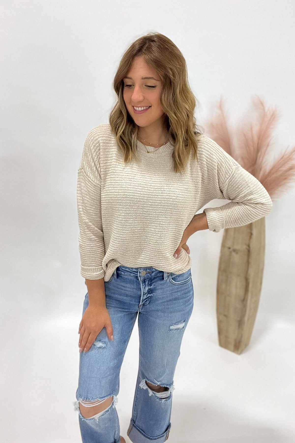 Almond Ribbed Sweater
