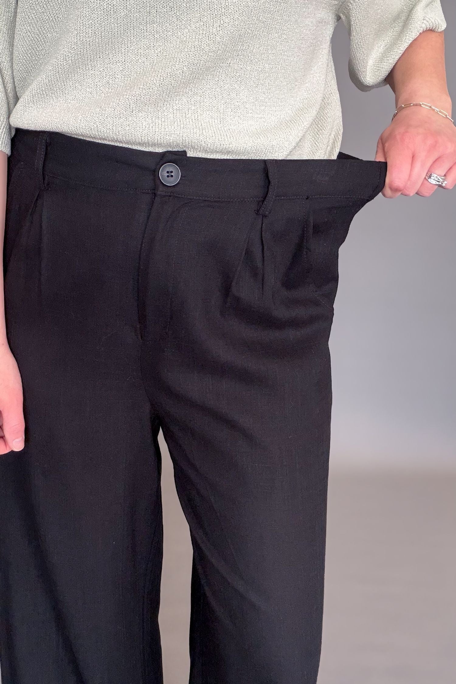 Black Linen Blend Relaxed Fit Wide Leg Pants – Lot21 Boutique