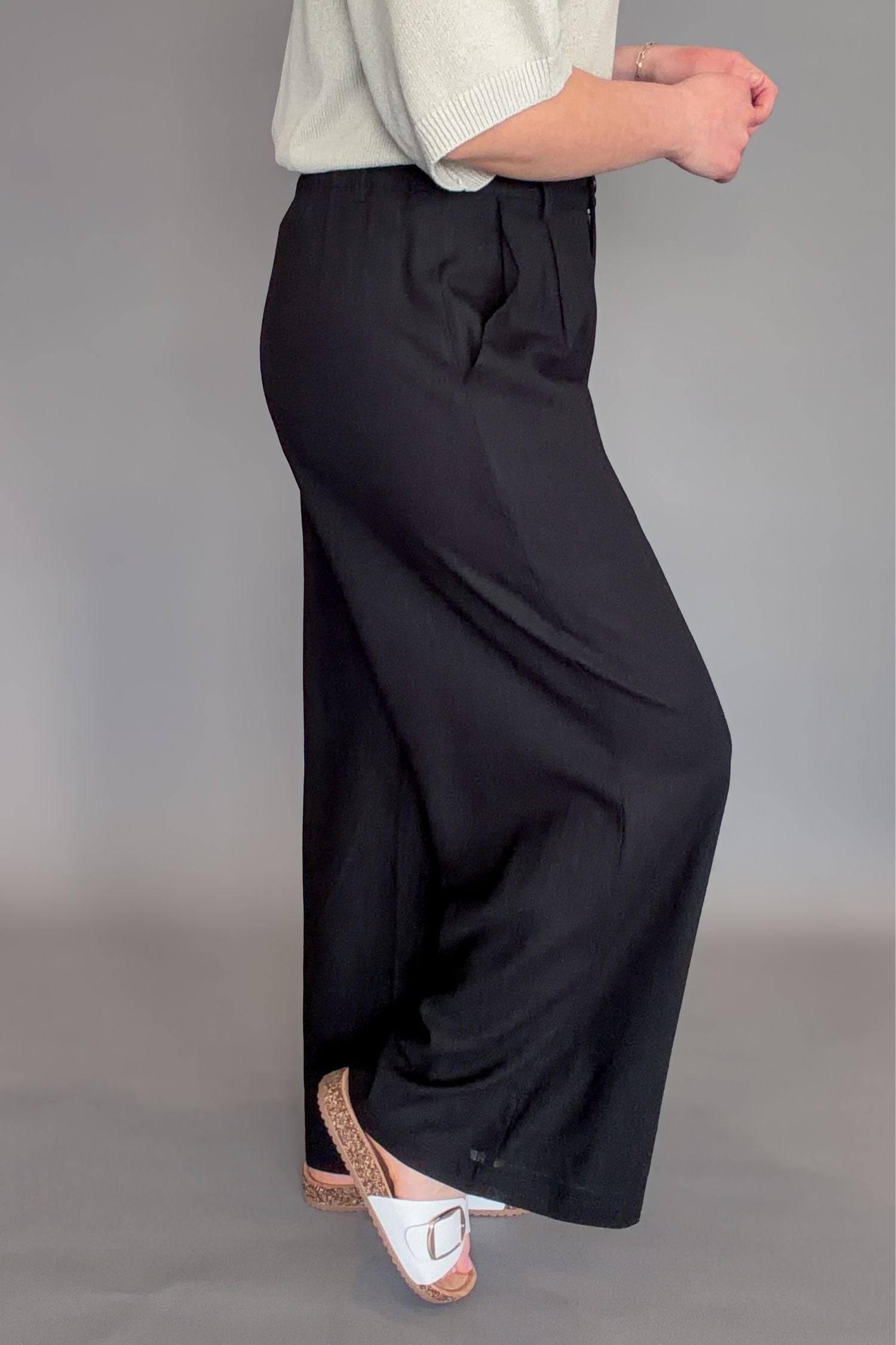Black Linen Blend Relaxed Fit Wide Leg Pants – Lot21 Boutique