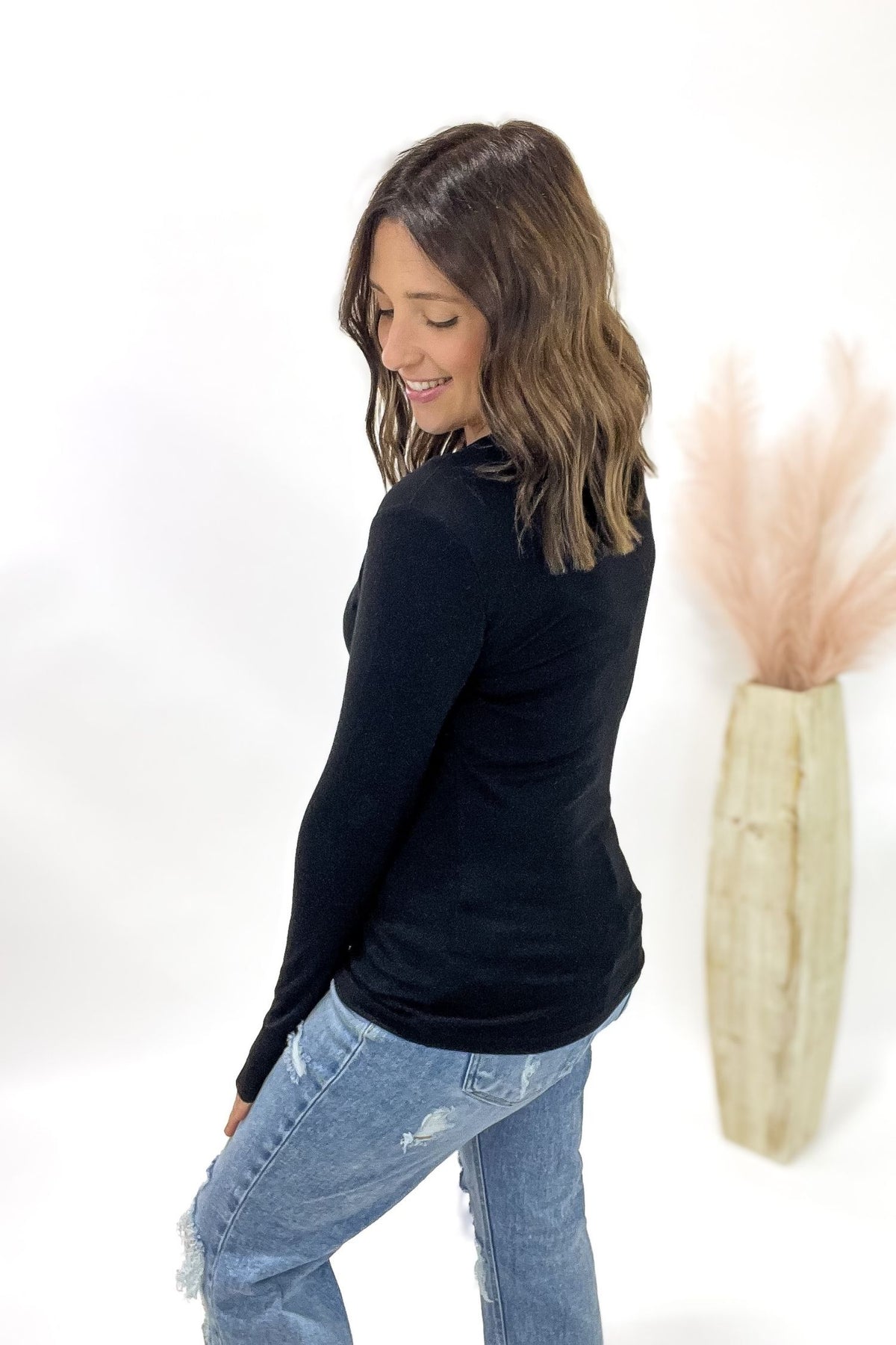 Black Long Sleeve Henley