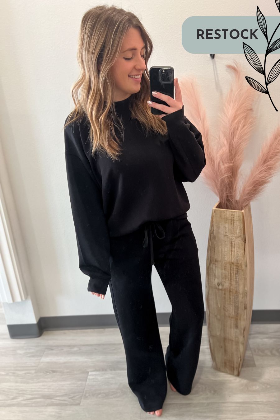 Black Mock Neck Sweatshirt