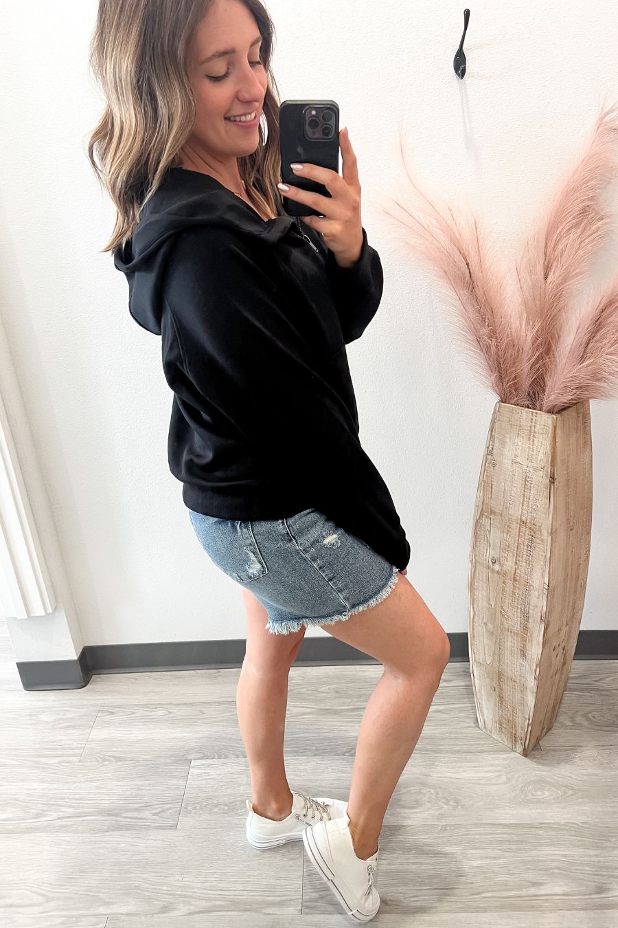 Black Quarter Zip Hoodie