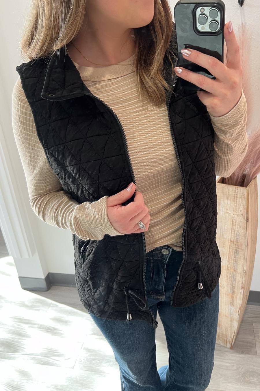 Black Quilted Vest