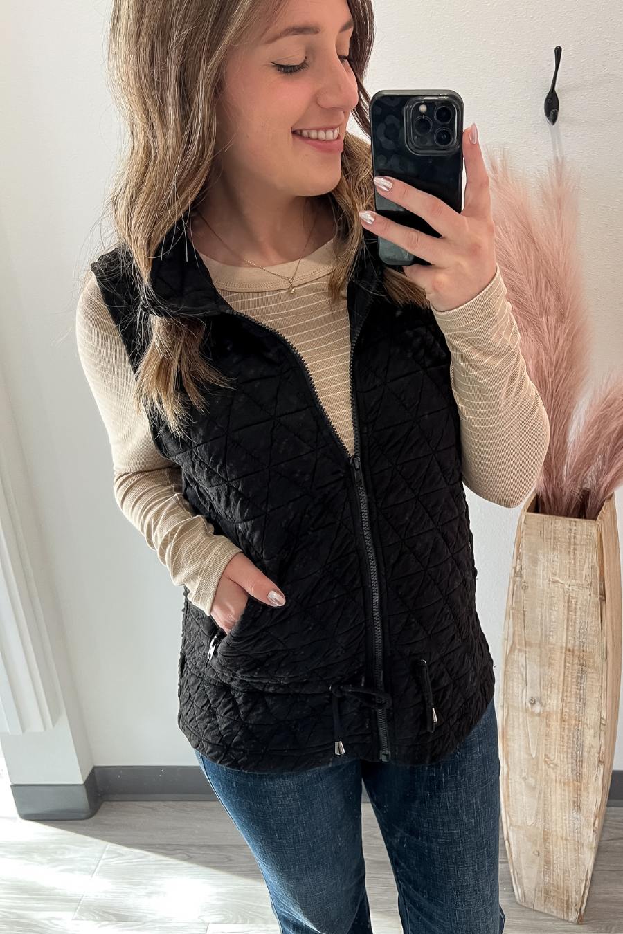 Black Quilted Vest