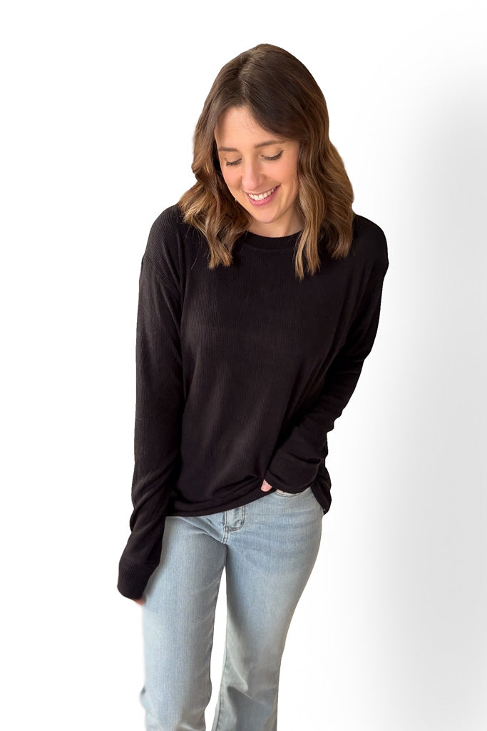 Black Ribbed Pullover