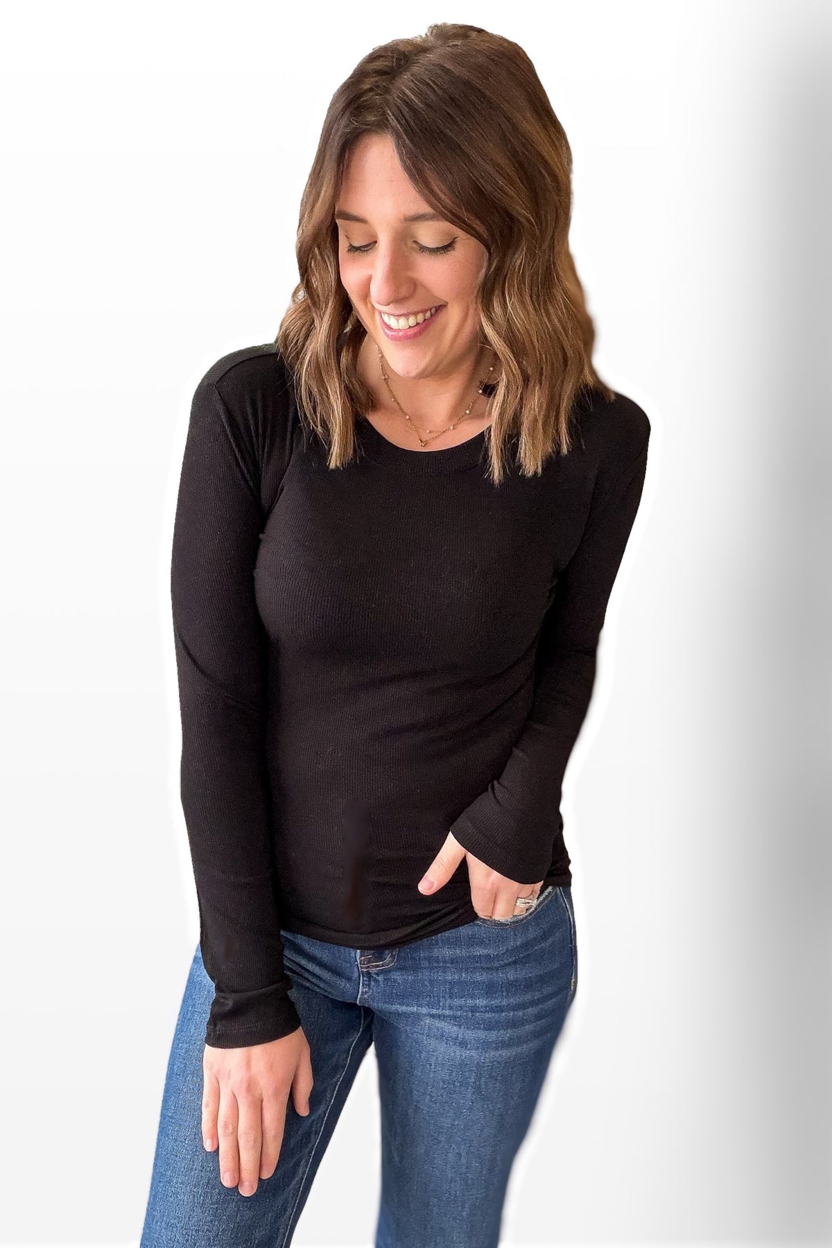 Black Ribbed Pullover