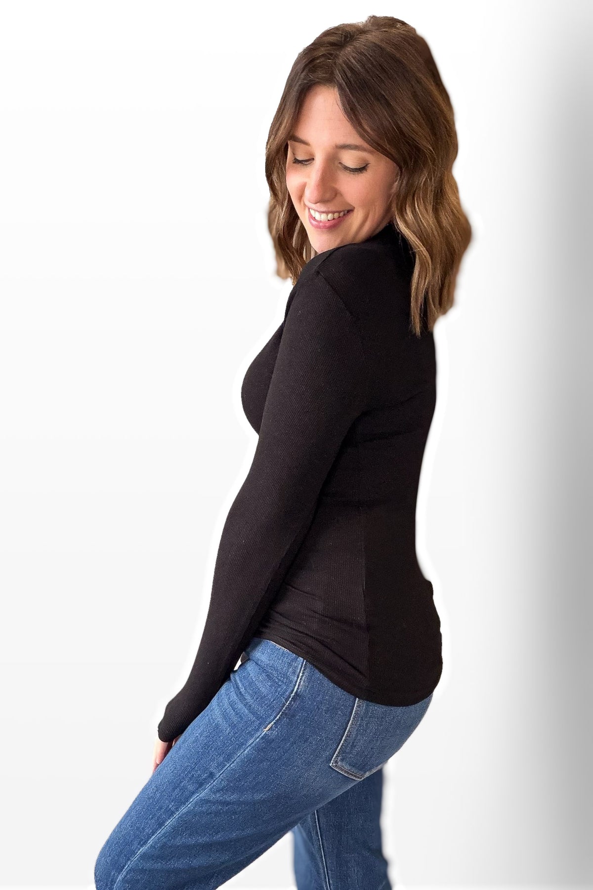 Black Ribbed Pullover