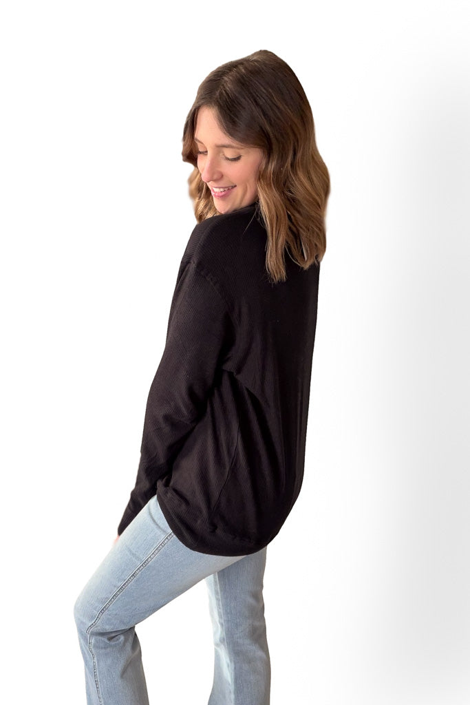 Black Ribbed Pullover