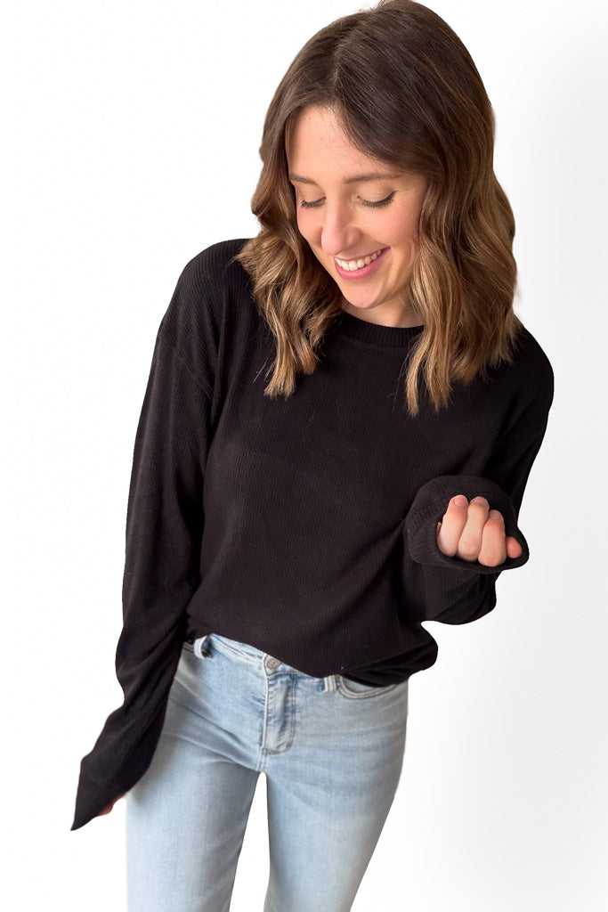Black Ribbed Pullover