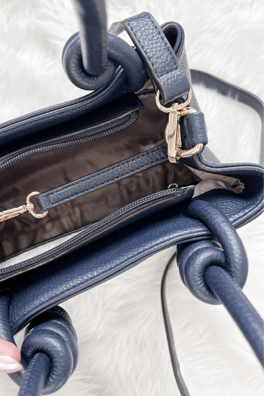 Blair Knotted Satchel- Navy