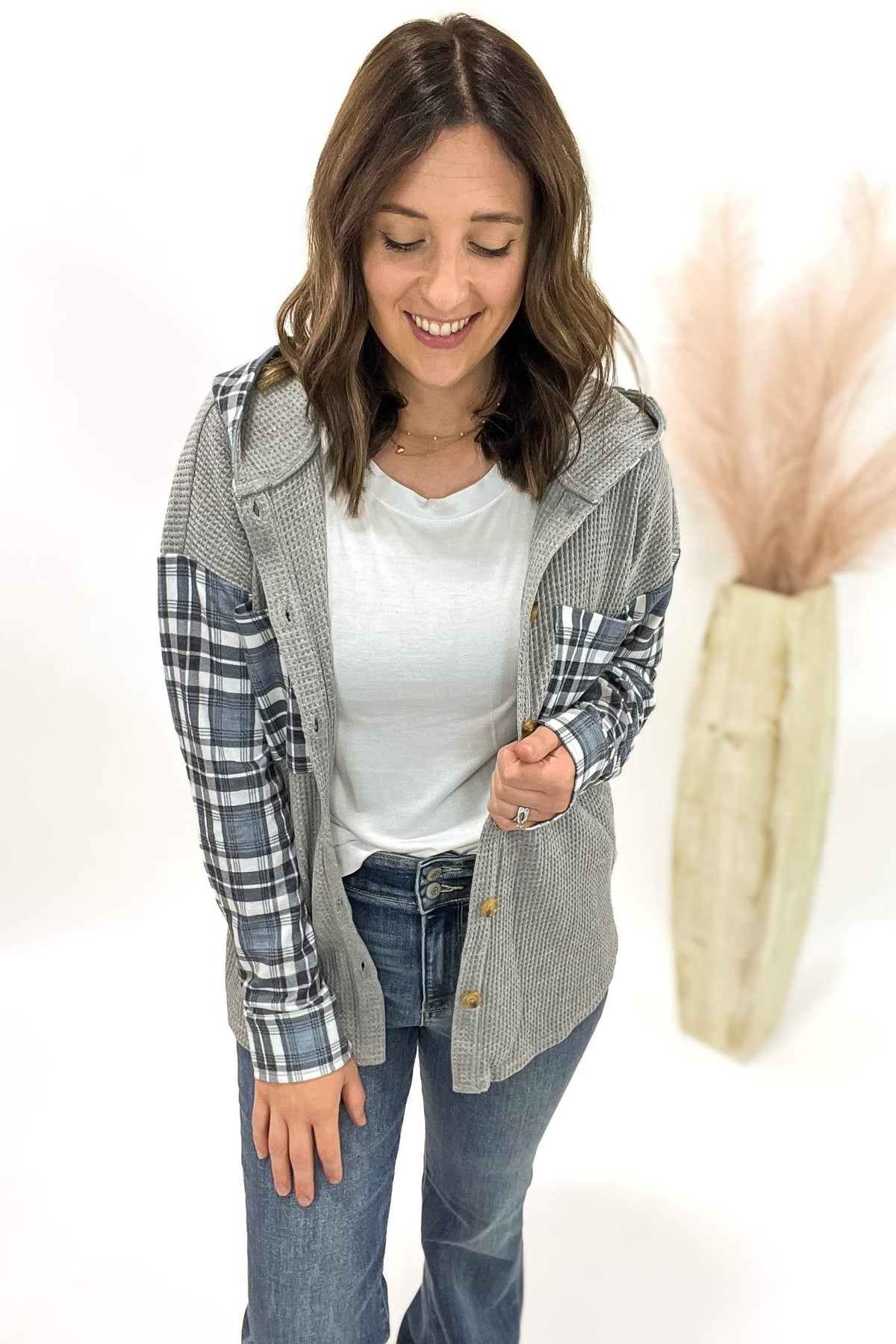 Blue Plaid Button Up Long Sleeve