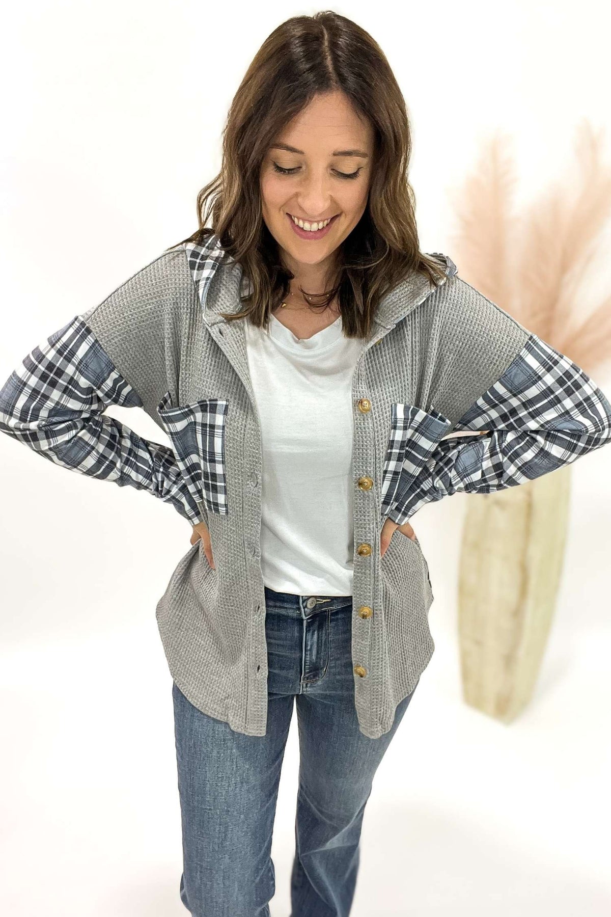 Blue Plaid Button Up Long Sleeve