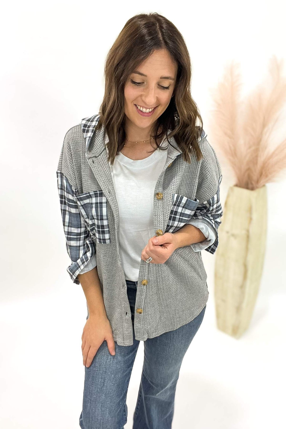 Blue Plaid Button Up Long Sleeve