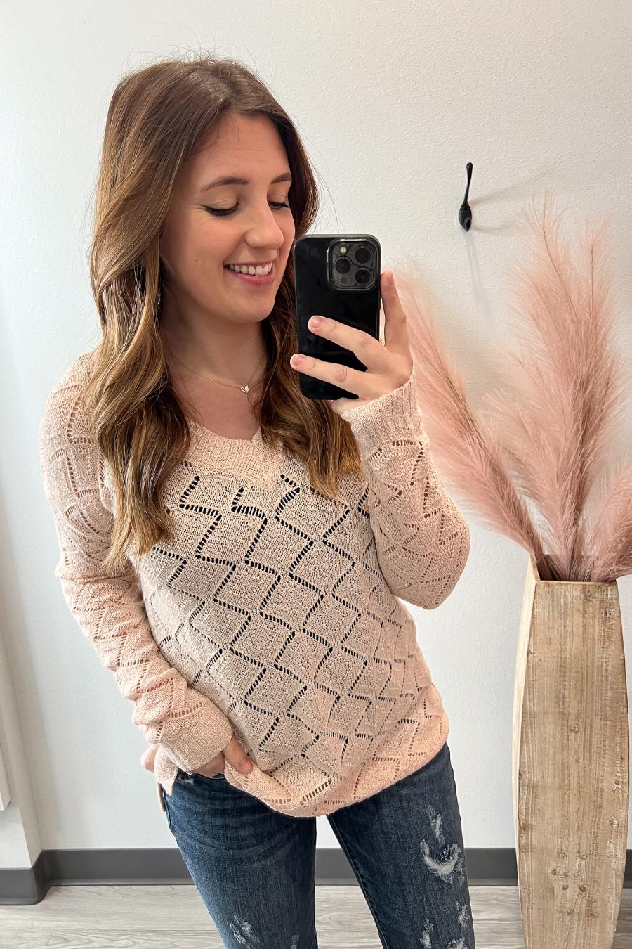 Blush Pink Knit Sweater