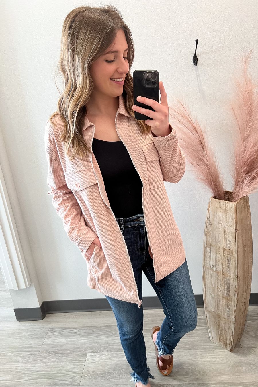 Blush Pink Waffle Jacket