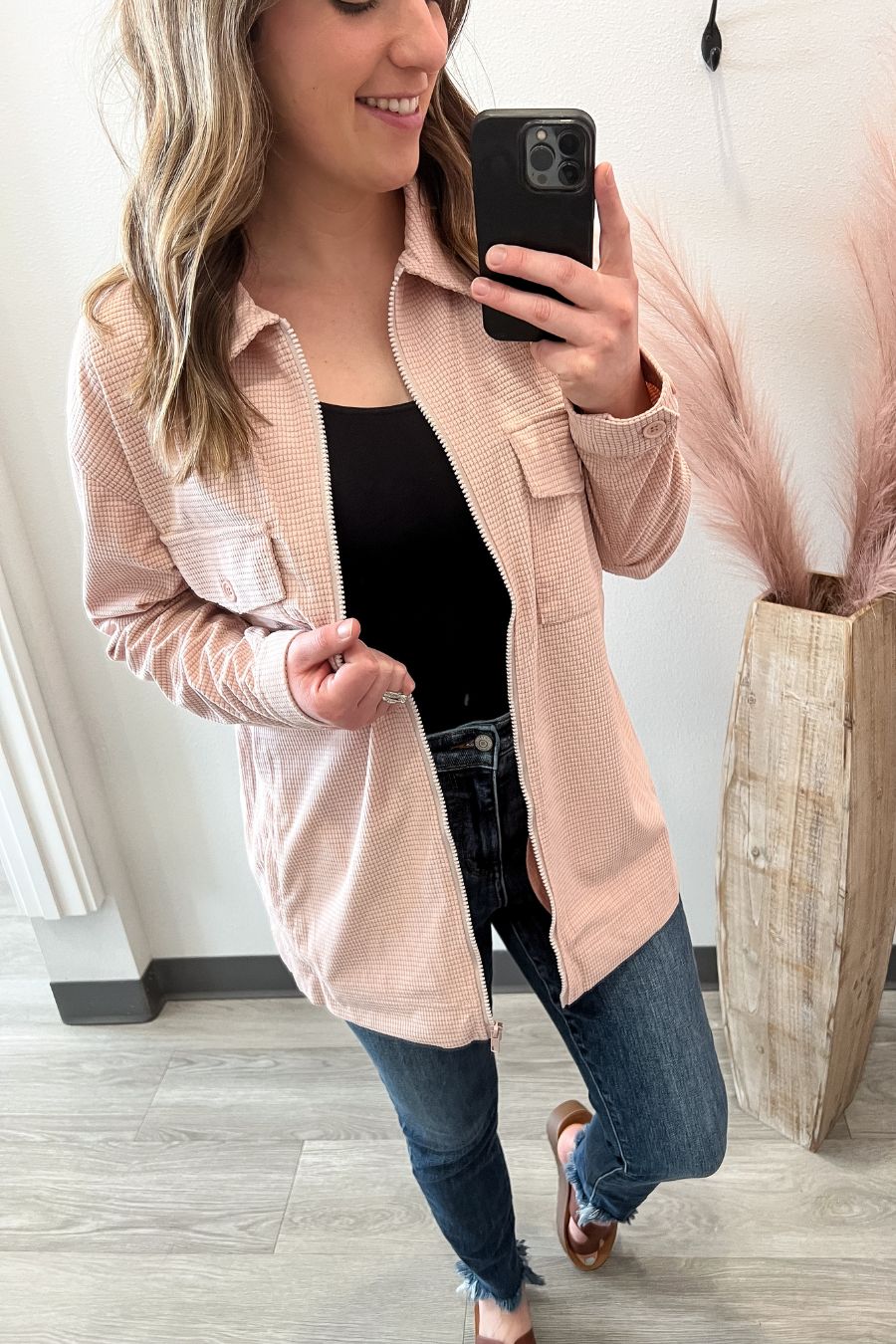 Blush Pink Waffle Jacket