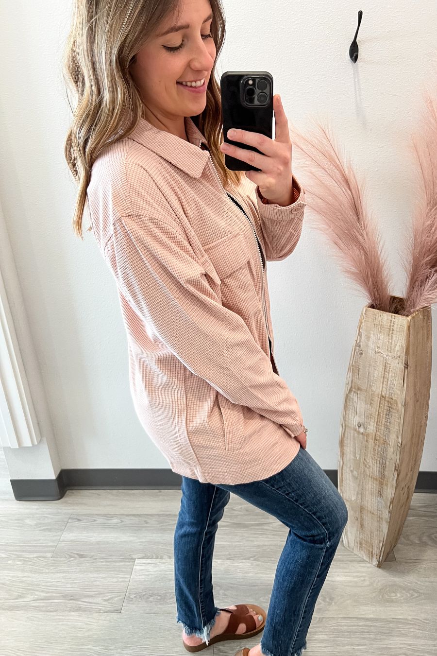 Blush Pink Waffle Jacket