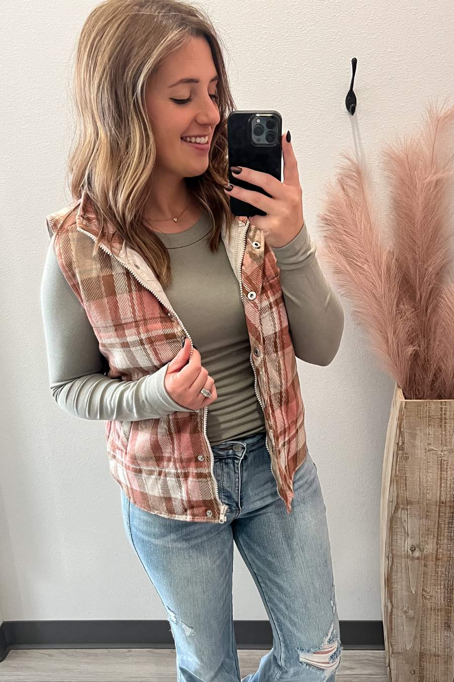 Blush Plaid Vest