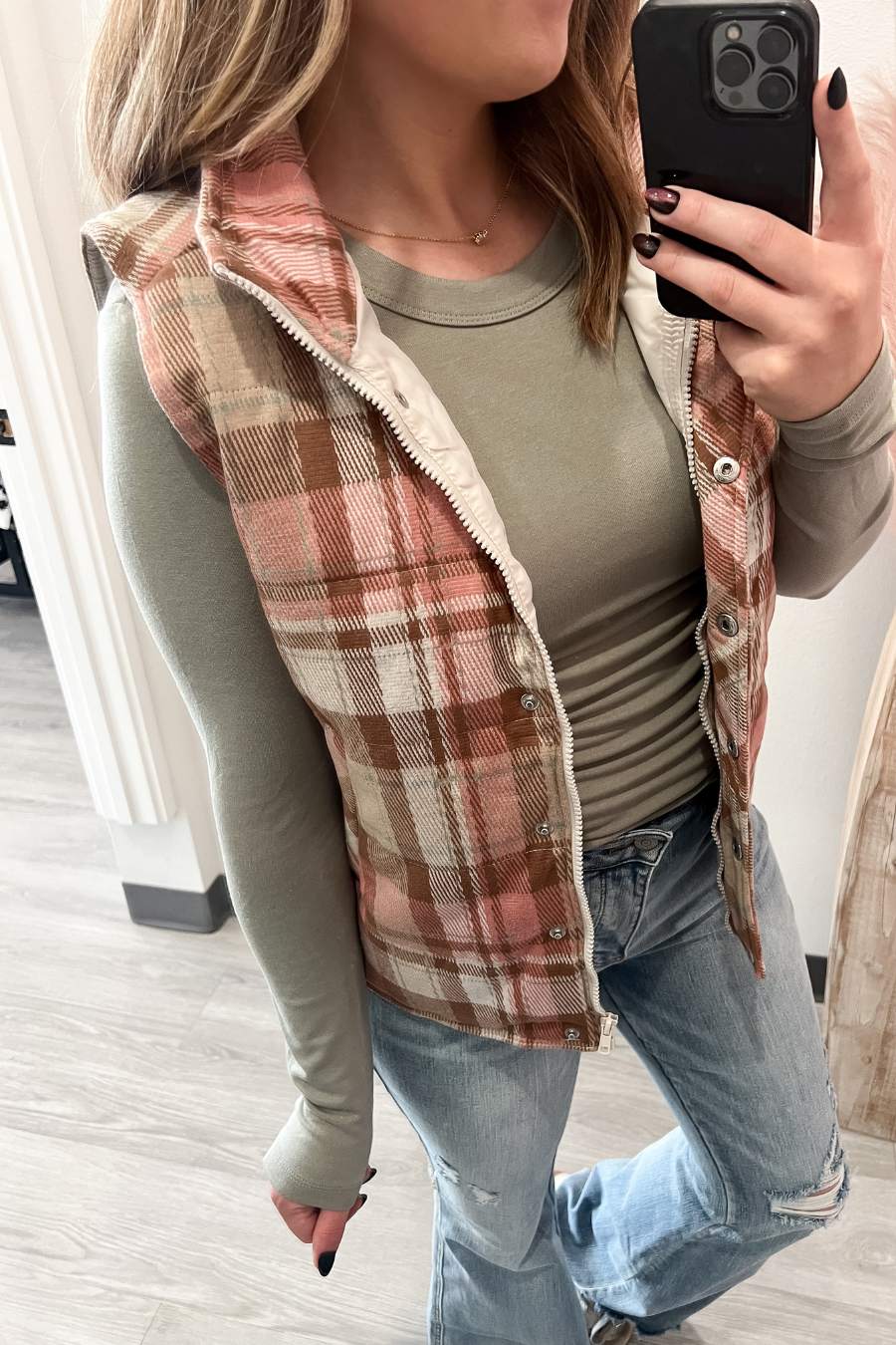 Blush Plaid Vest